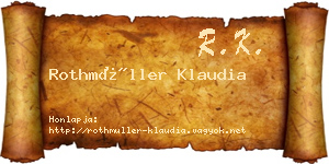 Rothmüller Klaudia névjegykártya